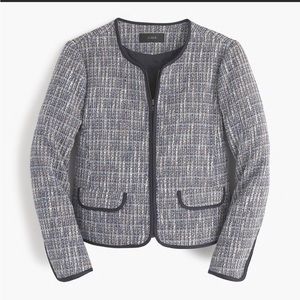 J Crew Flecked Tweed Zip Front Blazer